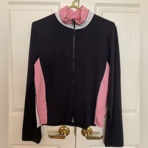 Baby Pink Black Figure Skating Warm Up Jacket Adult L Vintage 90’s Kos USA